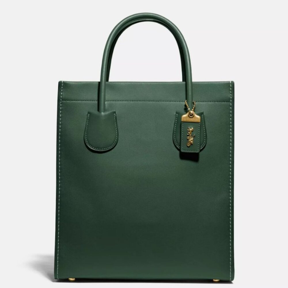 COACH Archive Original Cashin Carry Tote 79155 Hunter Green EUC glovetan leather